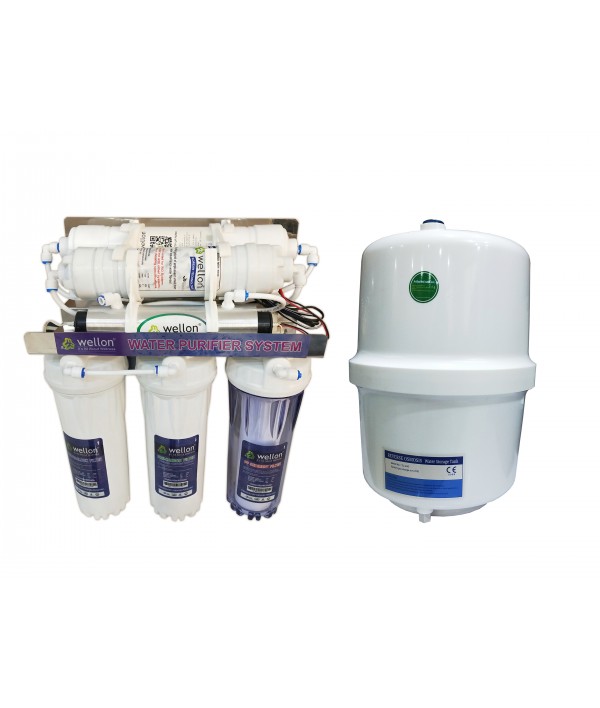 Wellon 15 LPH Ro + Antiscalant + UV + UF + Alkaline Water Purifier with Pre- filter & other accessories WITH TANK